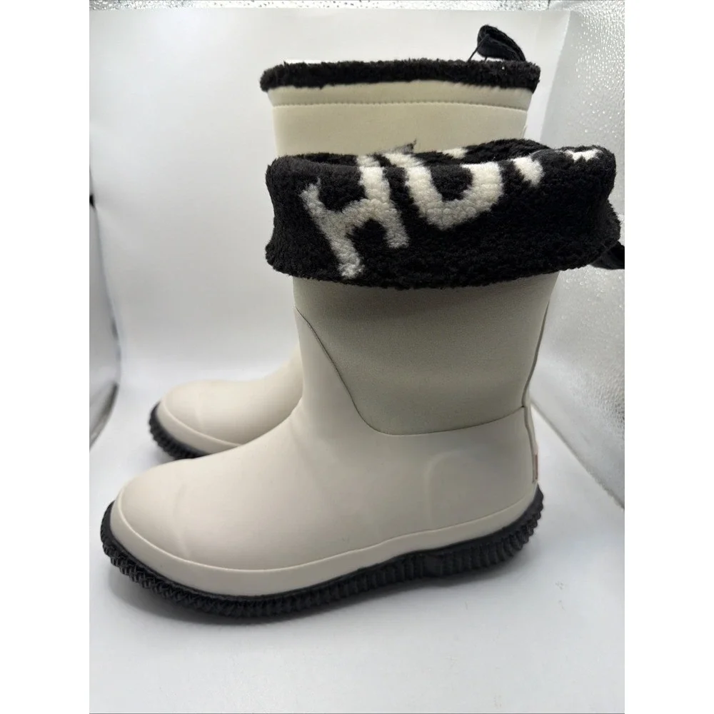 Hunter Women Sherpa White Rubber Fleece‎ Lined Rain Boots. Size 6